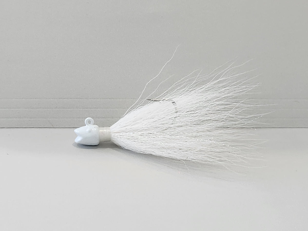 Smiling bill White bucktail jig